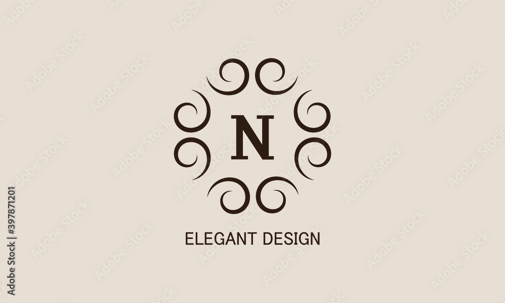 Premium monogram with the letter N. Logo with the initial. Universal symbol icon vector design. Premium monogram with the letter N. Logo with the initial. Universal symbol icon vector design.