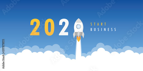rocket launch start business 2021 vector illustration EPS10