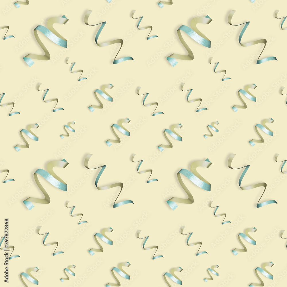 Seamless pattern with glittery confetti on light yellow background, 3d rendering Seamless pattern with glittery confetti on light yellow background, 3d rendering