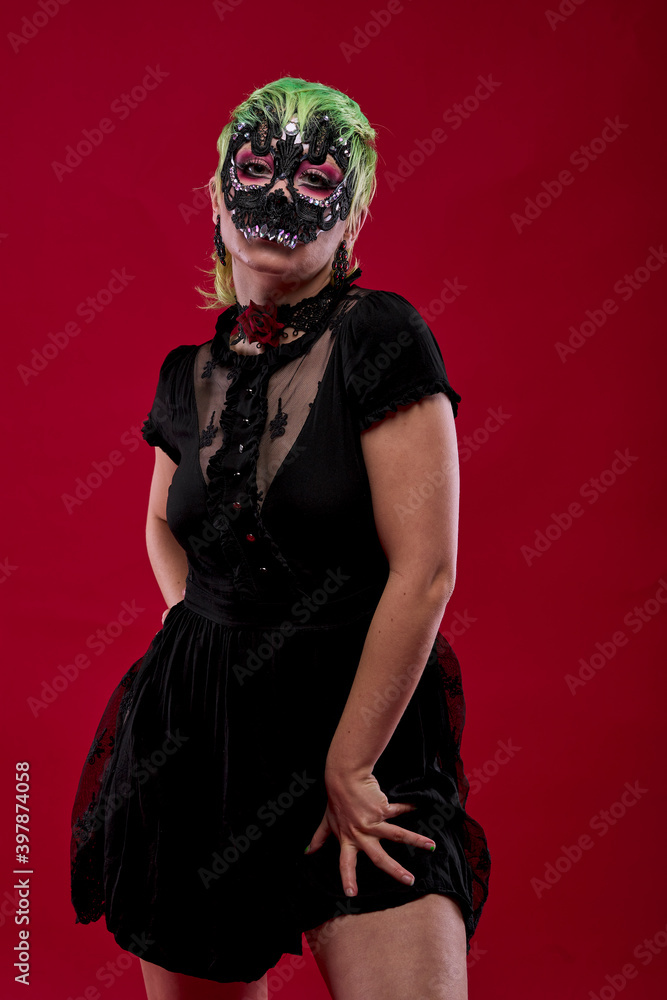 Woman dressed in gothic clothes, scary halloween Woman dressed in gothic clothes, scary halloween