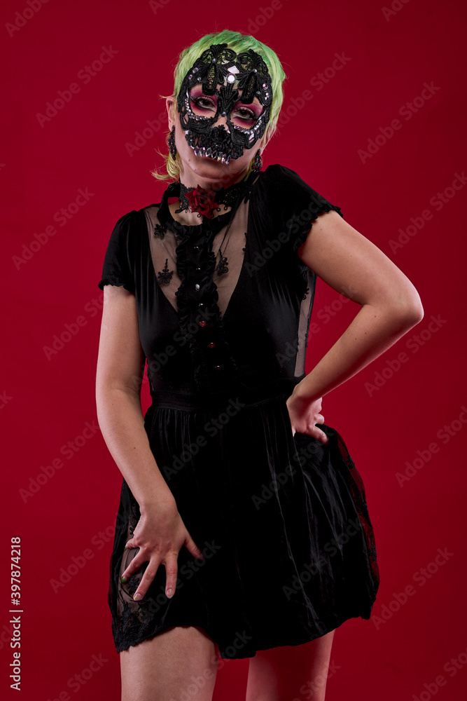 Woman dressed in gothic clothes, scary halloween Woman dressed in gothic clothes, scary halloween