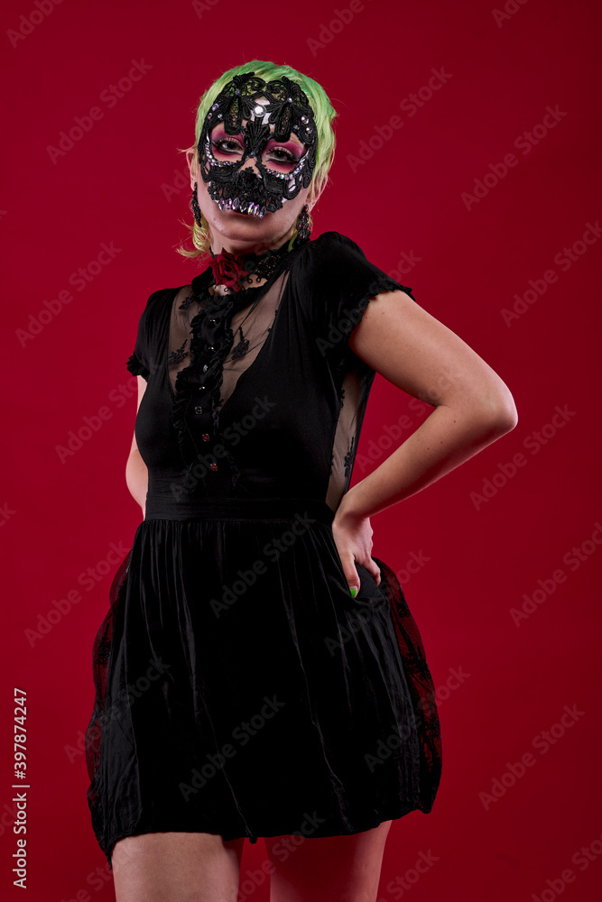 Woman dressed in gothic clothes, scary halloween Woman dressed in gothic clothes, scary halloween