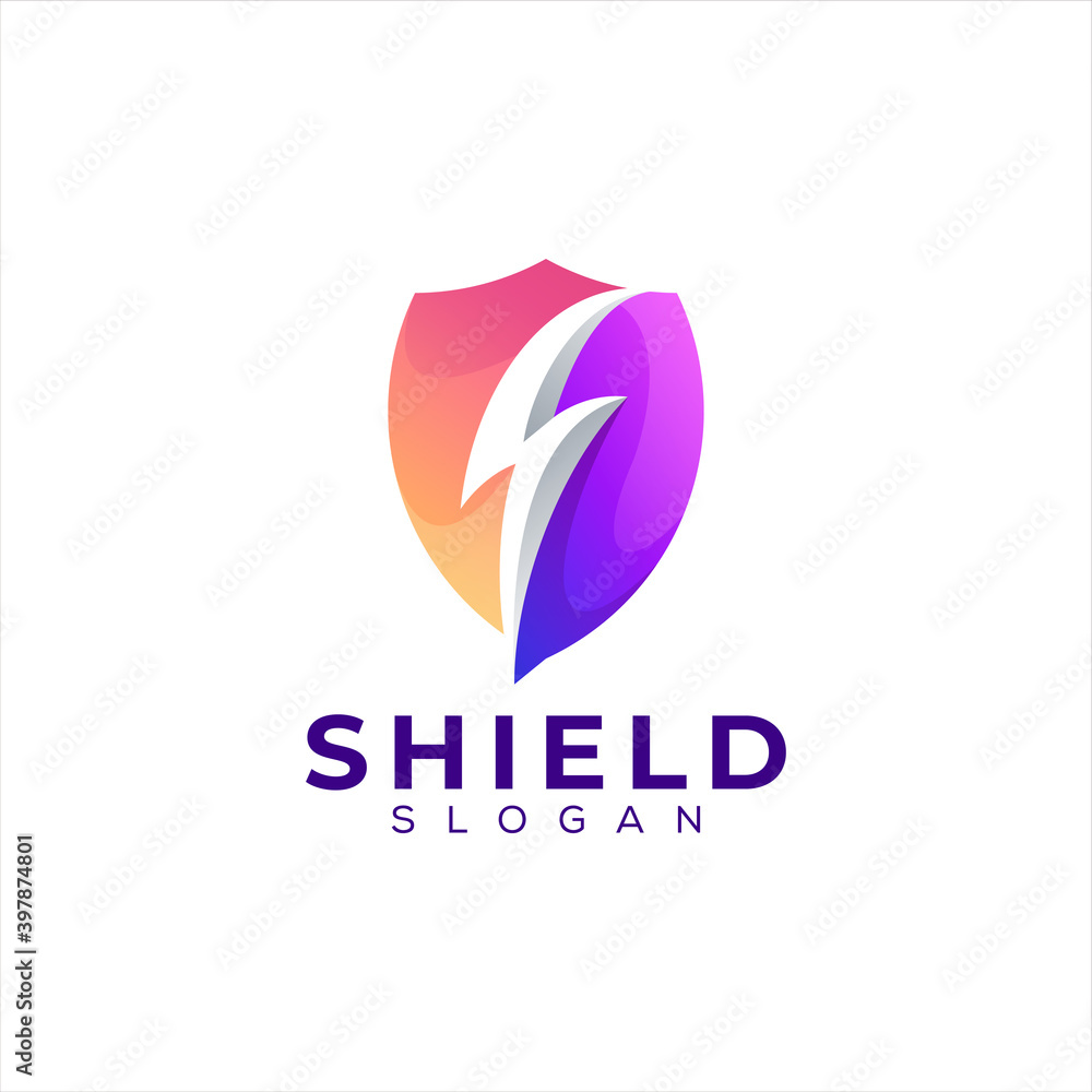 shield color gradient logo design