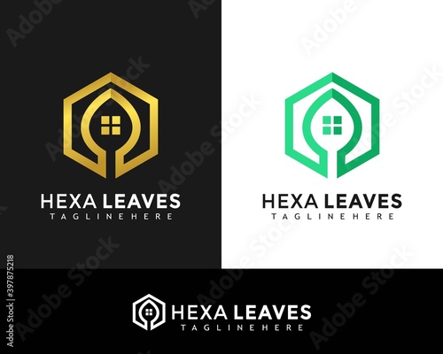 Modern Creative Hexa Leaves Logo Design Vector Illustration template