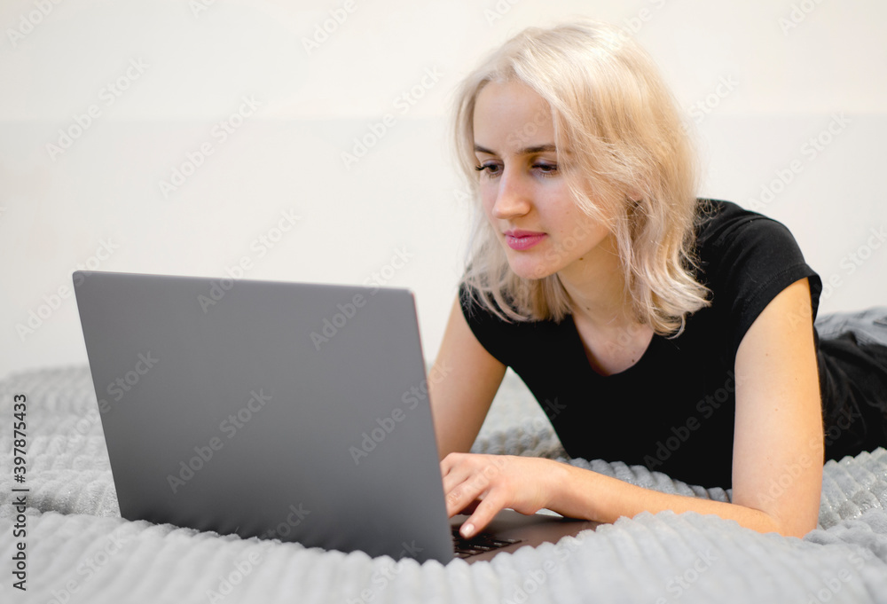 A young girl is doing business correspondence over the Internet. A young girl is doing business correspondence over the Internet.