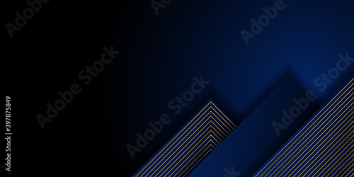 Abstract vector gradient dark blue with golden light line template. illustration vector 