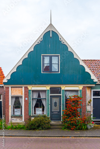 Traditional Dutch house in Zaanse Schans. Small village in Amsterdam, Netherlands.