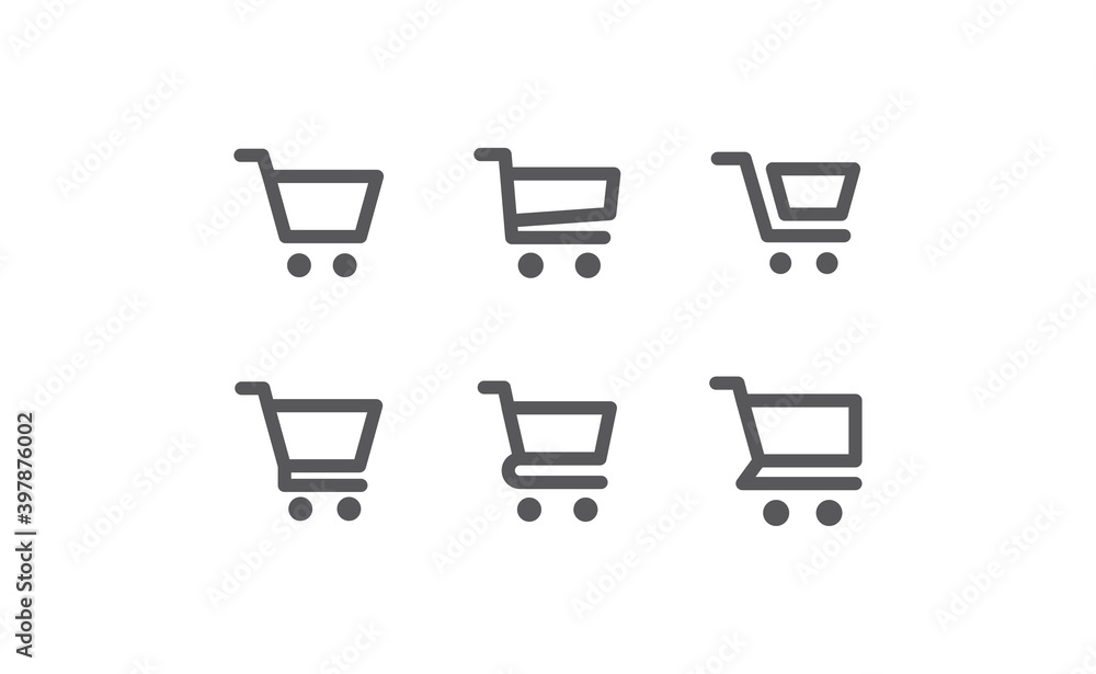 Shopping cart icon collection. Online commerce symbol. E-commerce vector sign. Shopping cart icon collection. Online commerce symbol. E-commerce vector sign.