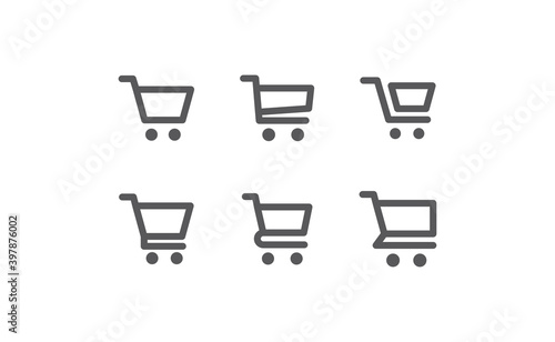 Shopping cart icon collection. Online commerce symbol. E-commerce vector sign.