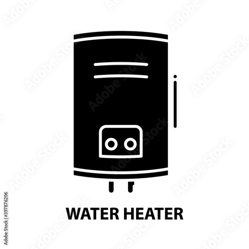 water heater icon, black vector sign with editable strokes, concept illustration