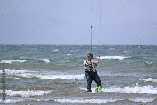  kitesurfer riding at Troon, Scotland 