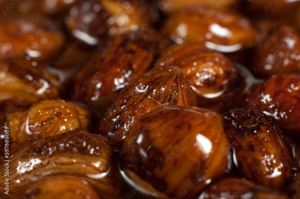Hazelnuts covered in honey Hazelnuts covered in honey
