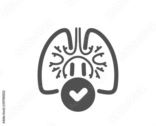 Lungs icon. Pneumonia disease sign. Respiratory distress symbol. Quality design element. Flat style lungs icon. Editable stroke. Vector