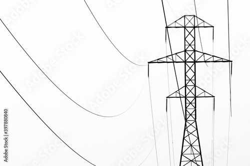 Abstract Of Power Lines in Black and White photo