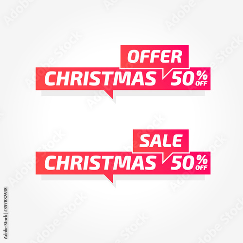 Christmas Offer And Sale Shopping Vector Labels