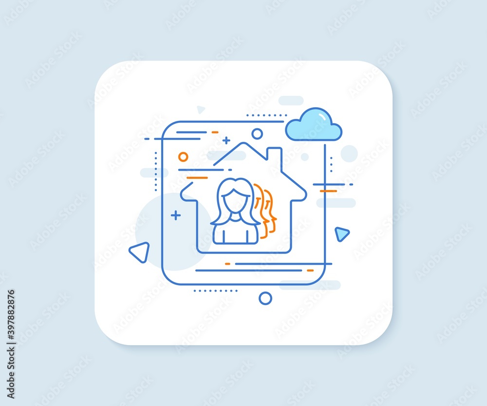 Group of Women line icon. Abstract vector button. Human communication symbol. Teamwork sign. Women Headhunting line icon. Home concept badge. Vector Group of Women line icon. Abstract vector button. Human communication symbol. Teamwork sign. Women Headhunting line icon. Home concept badge. Vector