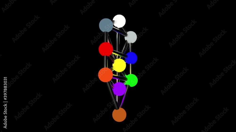árbol de las  Sefirot de la Cábala, modelo 3d en colores