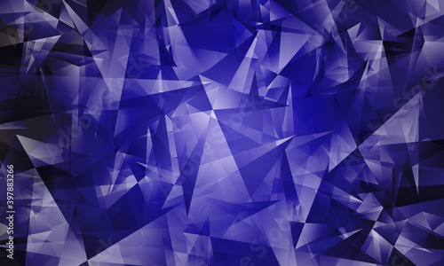 Abstract blue triangles gradient background.