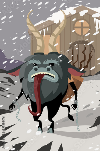 christmas krampus horned fantasy monster