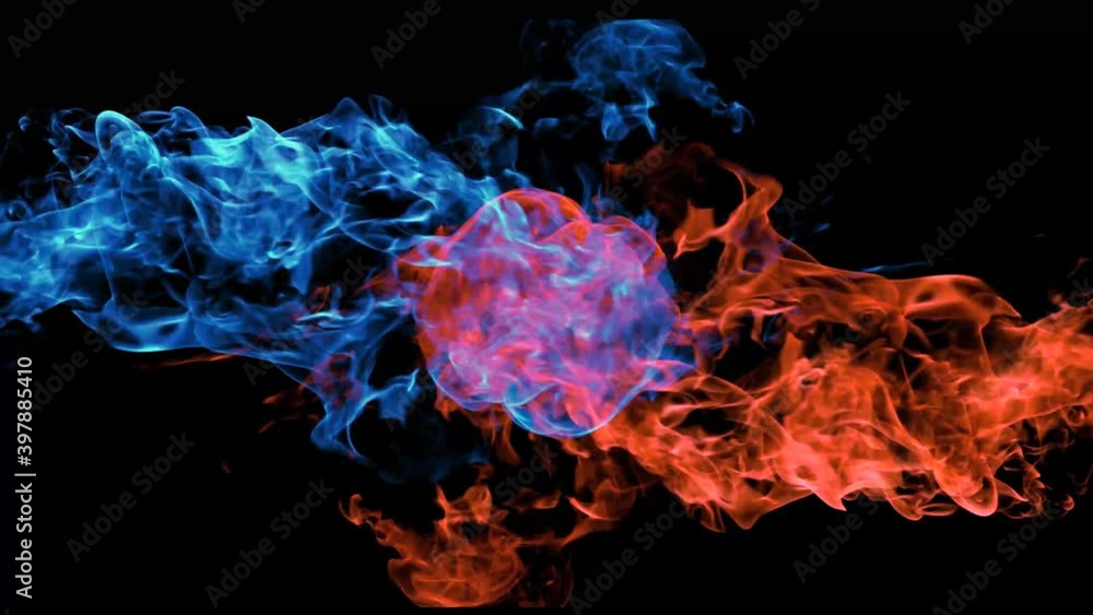 Abstract Fire and Ice element against (vs) each other