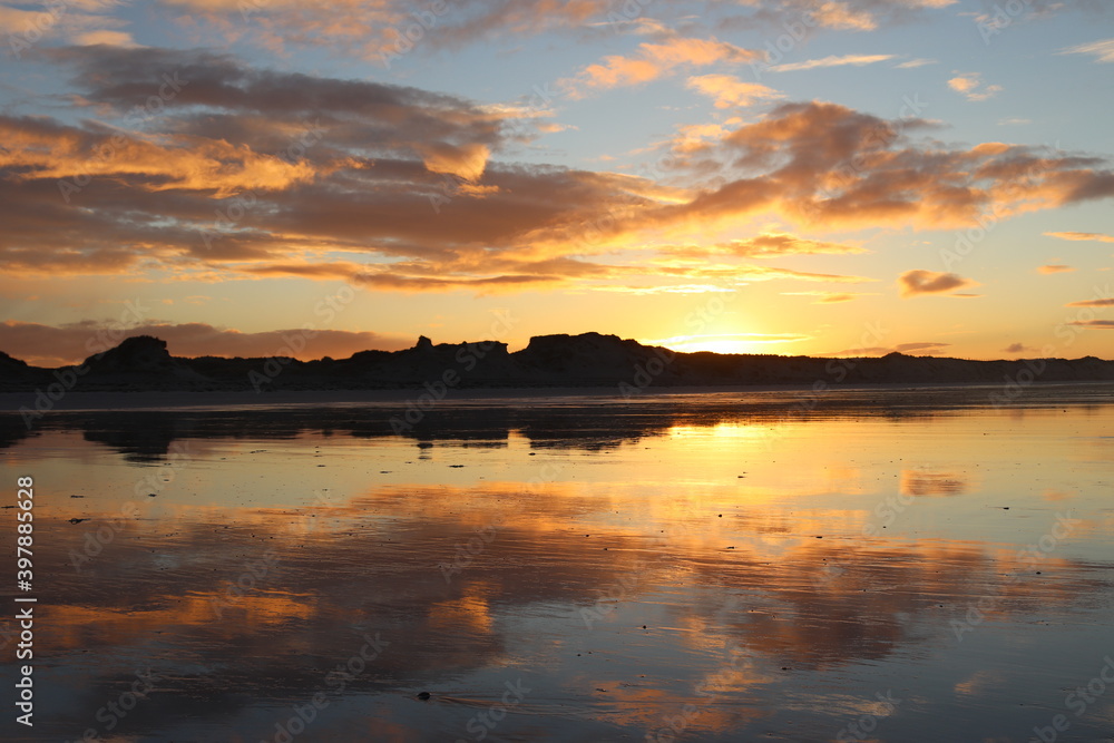 sunset over the beach, north uist, outer hebrides, scotland