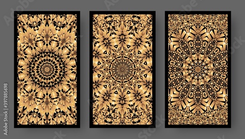 Tarot cards back set with golden pattern