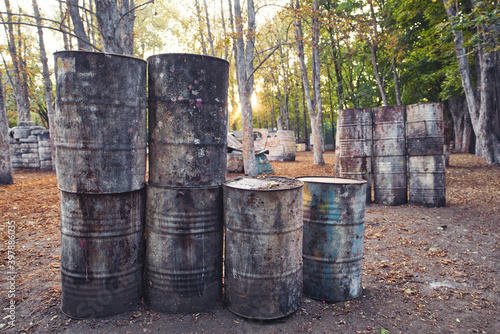 Lots of old round barrels in the paintball base