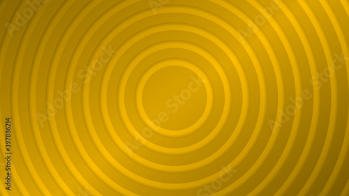 Abstract geometric monochrome background in yellow colors. 3d repeating rings with shadows.