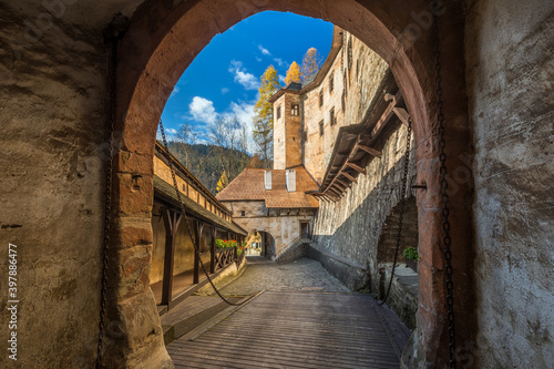 Entrance to the courtyard of the medieval Orava Castle, Slovakia, Europe.