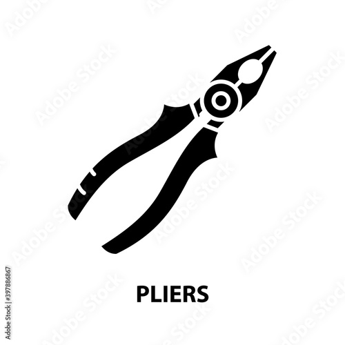 pliers symbol icon, black vector sign with editable strokes, concept illustration