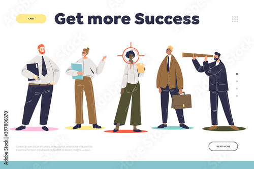 Successful recruitment process concept of landing page with male hr choosing best candidate