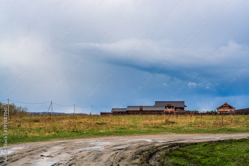 Fototapeta premium Farm field in Moscow suburbs