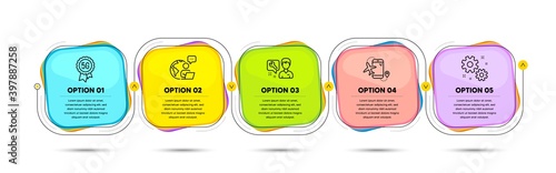 Work, Flights application and 5g technology line icons set. Timeline process flowchart. Repairman sign. Settings, Airport app, Quality wi-fi. Repair service. Technology set. Vector