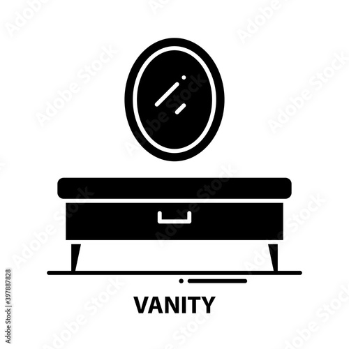 vanity icon, black vector sign with editable strokes, concept illustration