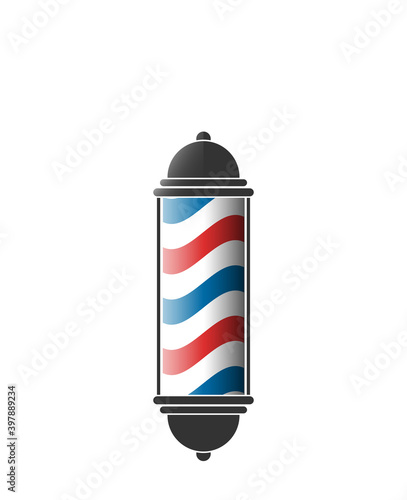 Barber shop pole logo vintage illustration. Men grooming service sign vector isolated on a White Background.