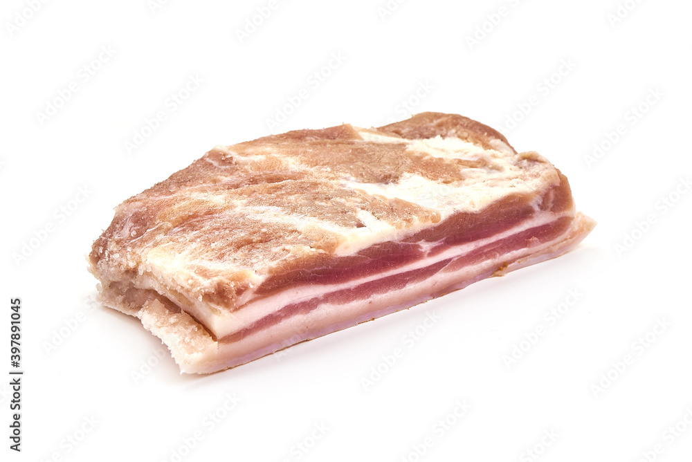 Pork brisket, bacon, isolated on white background Pork brisket, bacon, isolated on white background