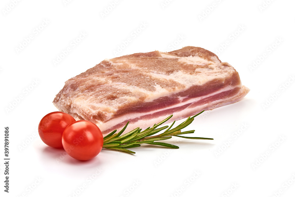 Pork brisket, bacon, isolated on white background Pork brisket, bacon, isolated on white background