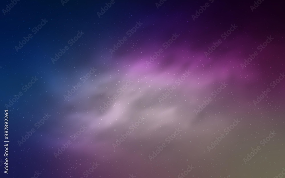 Light Pink, Blue vector background with galaxy stars.