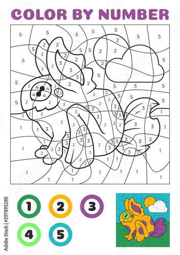Monster Frog color by number illustration vector EPS10