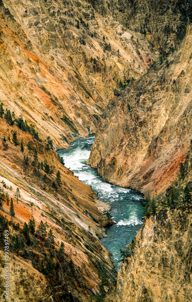 Waterfall in the Grand Canyon of the Yellowstone, USA