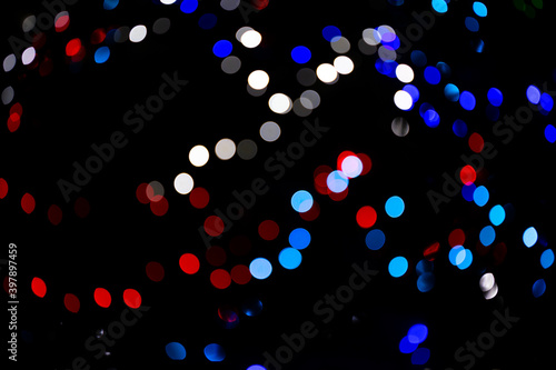 Blurred view of the lights on the Christmas tree