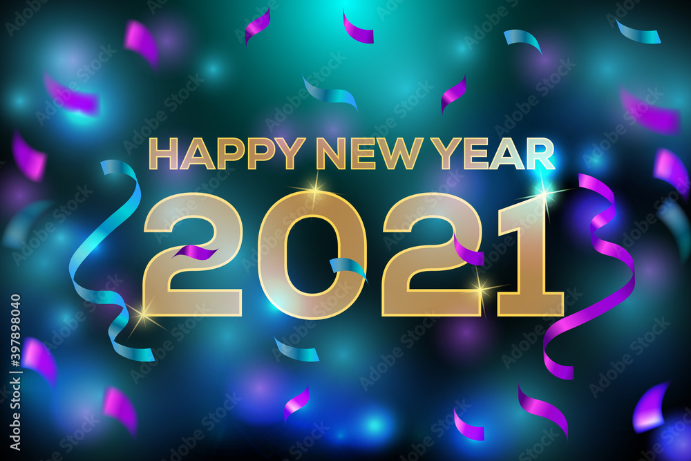 2021 happy new year decorative background. Free vector illustration.