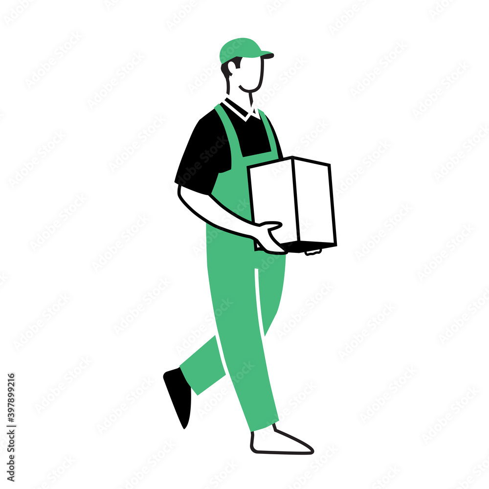 Safe delivery man guy courier package parcel