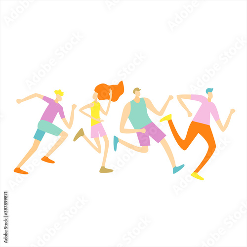 Group male female runner club sport jogging