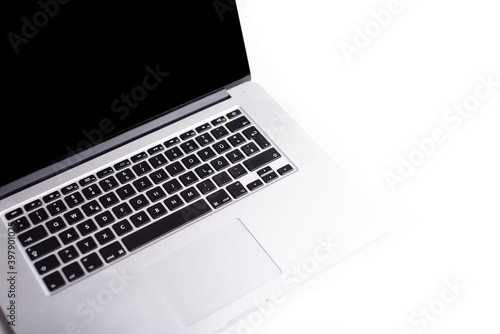 closeup of a laptop pc, isolated on white background