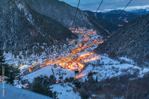 Cityscape of Arinsal, La Massana, Andorra in winter photo