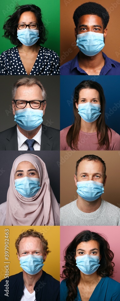 Beautiful people wearing a mouth mask