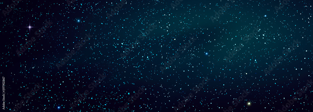 Christmas blue abstract stars sky. Christmas background.