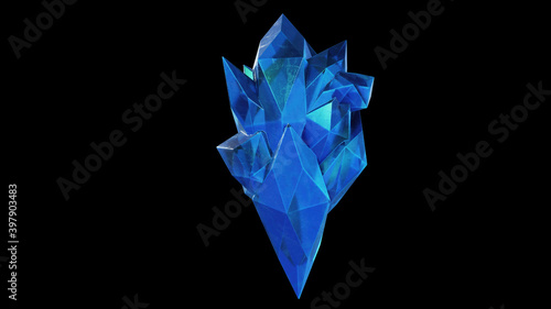 Niebieski kryształ na czarnym tle