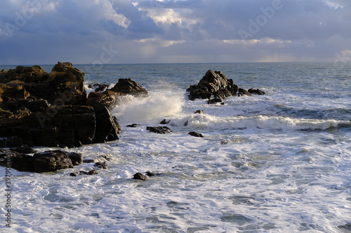 A wave on the Atlantic shore at Batz-sur-mer on the west coast of France. (december 2020)